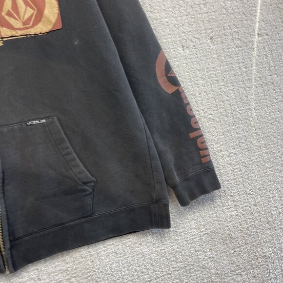 Y2K Volcom Hoodie Womens Size L Black Graphic Skater Grunge Punk Full Zip - Picture 4 of 12